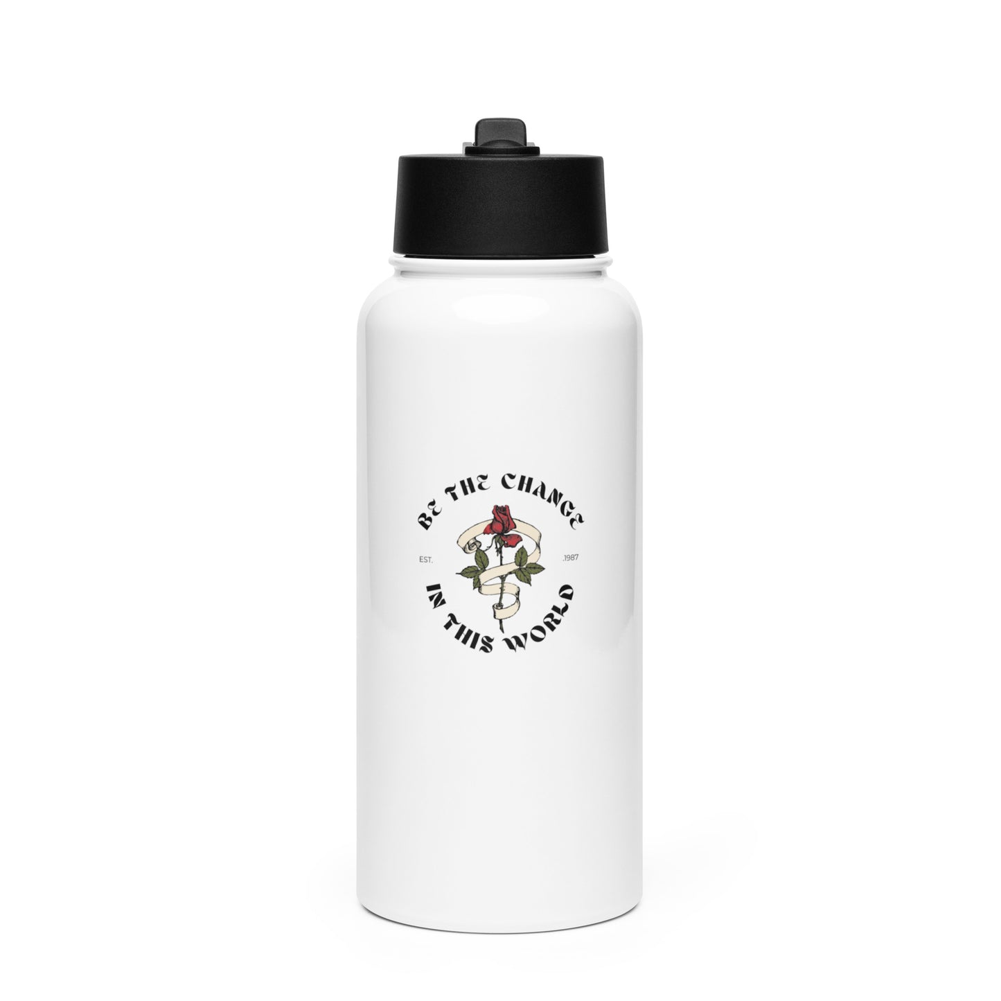 Be The Change - Stainless steel water bottle with a straw lid