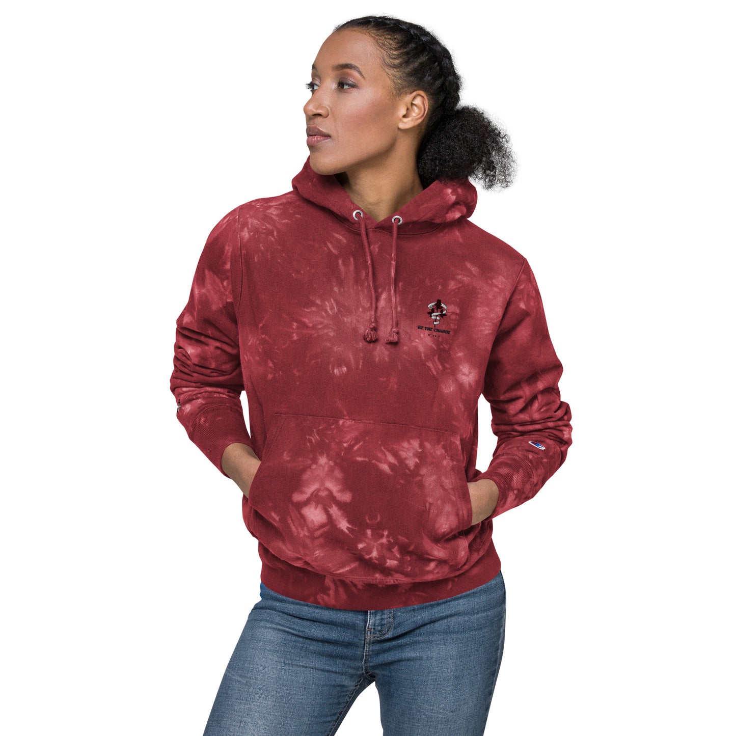 Be The Change (Mini Logo) - Unisex Champion tie-dye hoodie